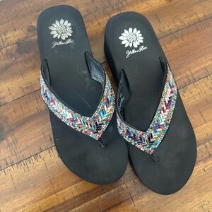 Yellow Box Women's Black Sandals with Multicolor Beading